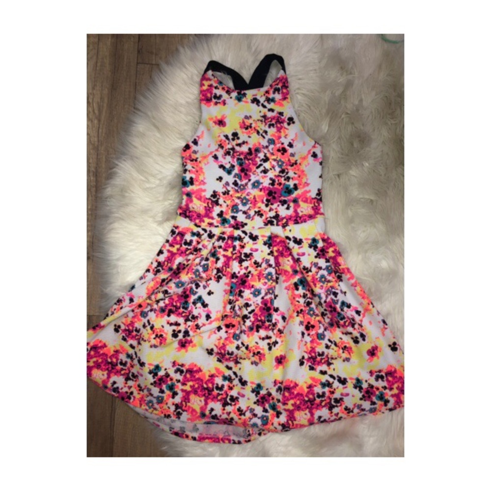 SO-Bright and colorful skater dress cross straps